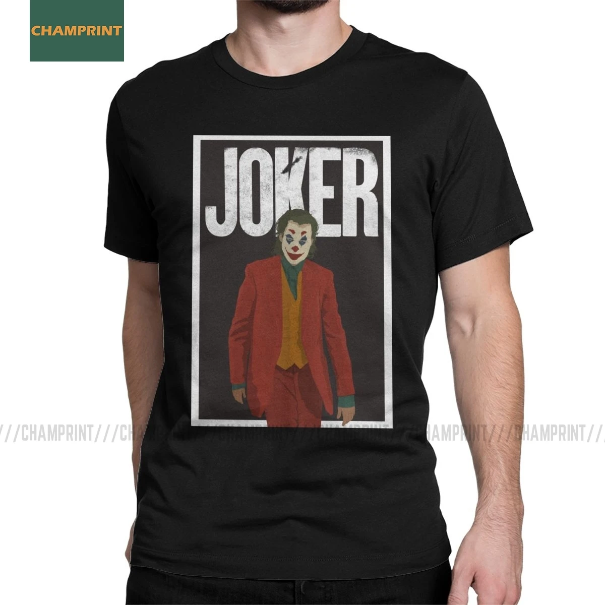 Joker Men's T Shirts Joaquin Phoenix Clown Movie Comic Villain Novelty Tees Short Sleeve Crewneck T-Shirts Pure Cotton Printed | Мужская