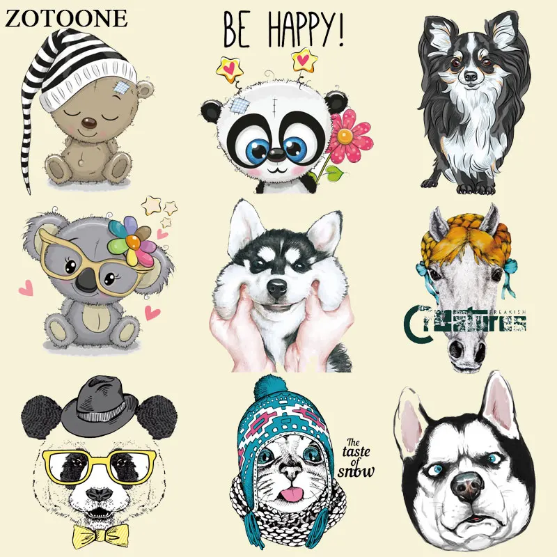 

ZOTOONE Iron on Cute Dog Cat Bear Patches Animal Stickers Transfers for Clothes T-shirt Diy Heat Transfer Accessory Appliques E
