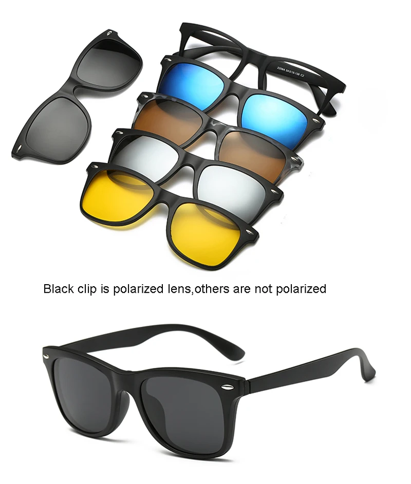 black cat eye sunglasses 6 In 1 Custom Men Women Polarized Optical Magnetic Sunglasses Clip Magnet Clip on Sunglasses Polaroid Clip on Sun Glasses Frame black sunglasses women Sunglasses