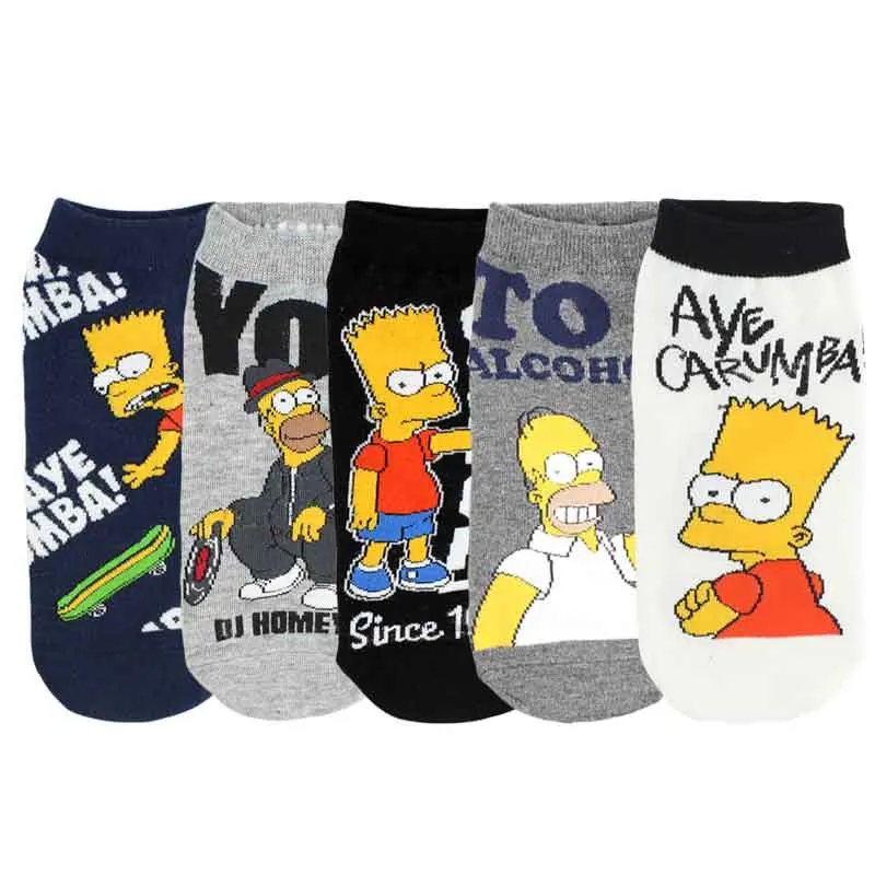Короткие носки до щиколотки с рисунком из мультфильма Bart Ave Abe Man DJ Homer Beer Son Skate UNRULY 1999