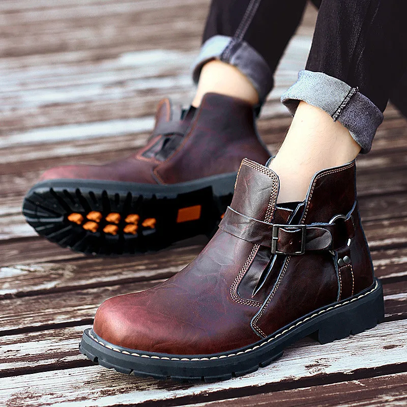 CIMIM/брендовые Зимние Модные Ботинки martin; удобные повседневные высокие мужские ботинки из натуральной кожи; Новые Роскошные военные ботинки