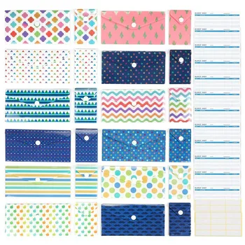 

24 Pack Money Envelopes Cash Envelopes Budget Wallet Envelope System Waterproof Reusable for Saving Money with Button