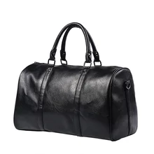 Новая мужская дорожная сумка из искусственной кожи, мужские дорожные сумки, черная сумка на плечо, круглая сумка-мешок, сумка-мессенджер