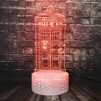 

Night Light Cute Home Decor LED Cartoon Table Lamp Telephone booth 7 Color Change Holiday Birthday KIDS Gift For Boy Teene