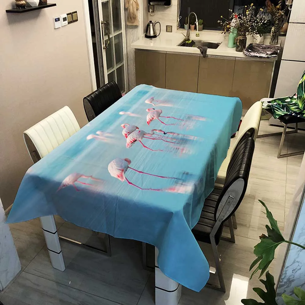 Thick Flamingo Printed Pattern Rectangular Tablecloths Picnic Dustproof Table Cloth Cover Tea Machine Cloth Bedside Cabinet Mat