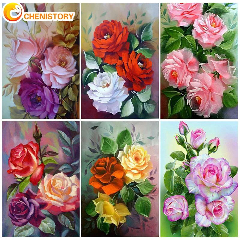 

CHENISTORY Coloring By Numbers Flowers Acrylic Handpainted Wall Art Painting By Numbers For Children Crafts Kits Home Decor Gift