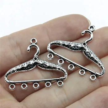 

Wholesale Jewelry Lots Antique Silver Color 29x35mm Hanger Earring Connector Charm Necklace Crafts For Adults 60 Pieces