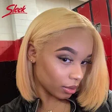 Гладкие парики из натуральных волос на кружеве, 613 блонд, короткие парики из человеческих волос, u-образные кружевные парики, Remy бразильские волосы, парики из светлых волос