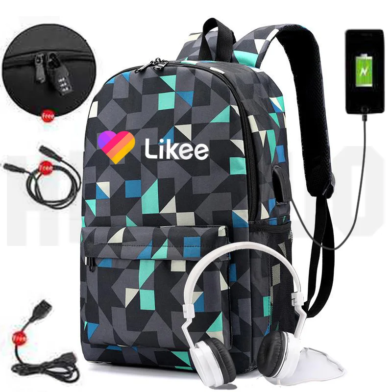 Рюкзак Русский LIKEE 1 (Like Video) розовые сумки на молнии с usb зарядкой Мужская