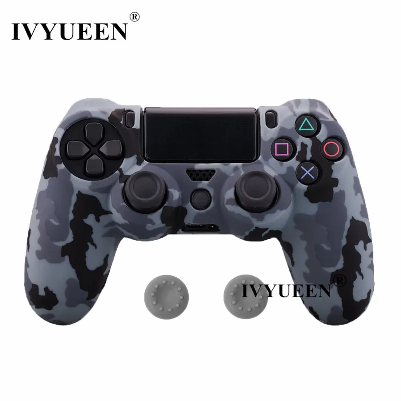 Gray Camo IVYUEEN для sony playstation 4 PS4 Pro тонкий контроллер силиконовый чехол защитная кожа с аналоговой рукояткой для PS4 DS4 геймпад - Цвет: Gray Camo
