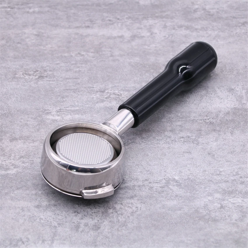 Nuova semi-automatic espresso machine with bottomless handle. Stainless steel handle with powder bowl 18g