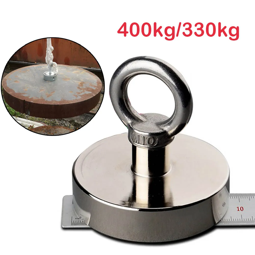 

90mm Diameter Strong Salvage Magnet Pot Fishing Magnets Deep Sea Hook Neodymium Treasure Hunter with Eyebolt Combined 400kg