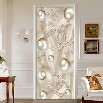 

3D Stereoscopic Circle Ball Door Sticker Modern European Style Living Room Bedroom Door Decor Murale PVC Self-adhesive Wallpaper