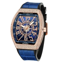 Reloj con movimiento de cuarzo para hombre, pulsera de lujo con diseño de esfera ostentosa, diamantes de imitación, números arábigos, correa de silicona multicolor brillante, regalo