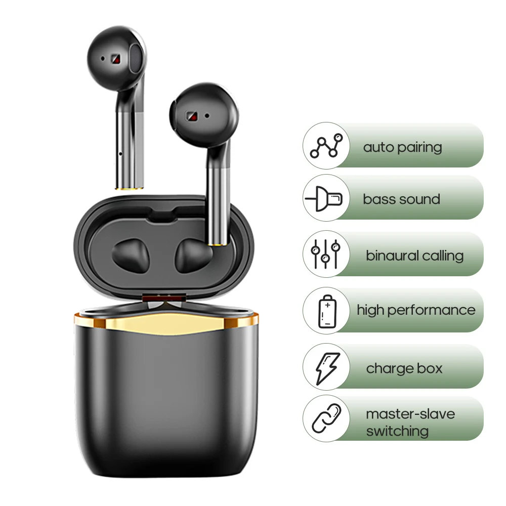 Wirelessly Earbuds BT 5.0 Headphones TWS True Wirelessly Stereo Earphones with Charge Case Mic Hi-fi Sound One-Step Pairing