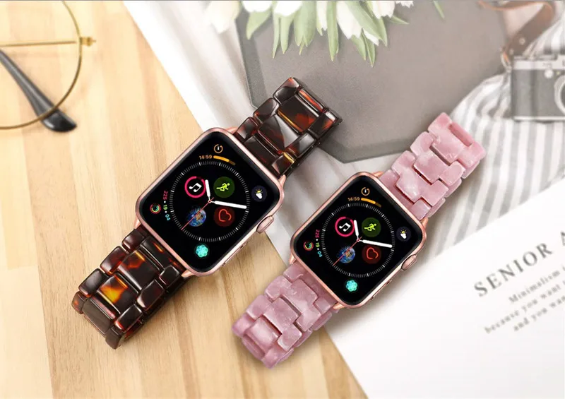 Ремешок из смолы для Apple watch band 44 мм 40 мм iwatch 4 3 2 band 42 мм 38 мм Пряжка из нержавеющей стали антикерамический браслет для часов