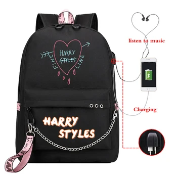 

Women Backpack Mochila Harry Styles LOVE ON TOUR 2020 Usb Charge School Bags for Teenage Girls Laptop Bagpack Men Pink Bookbag