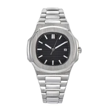 Модные автоматические мужские часы роскошное движение 41 мм черный стерильный Циферблат Серебряный стальной чехол soild задняя PP-I11