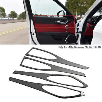 

High Quality 4 Pcs/Set Carbon Fiber Car Interior Decoration Door Cover Trim Fits for Alfa Romeo Giulia 2017 2018 2019