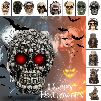 

6 Type Resin Craft Skull Statues & Sculptures Garden Statues Creatives Art Carving Statue Medical Model Human Skull s Home Decor