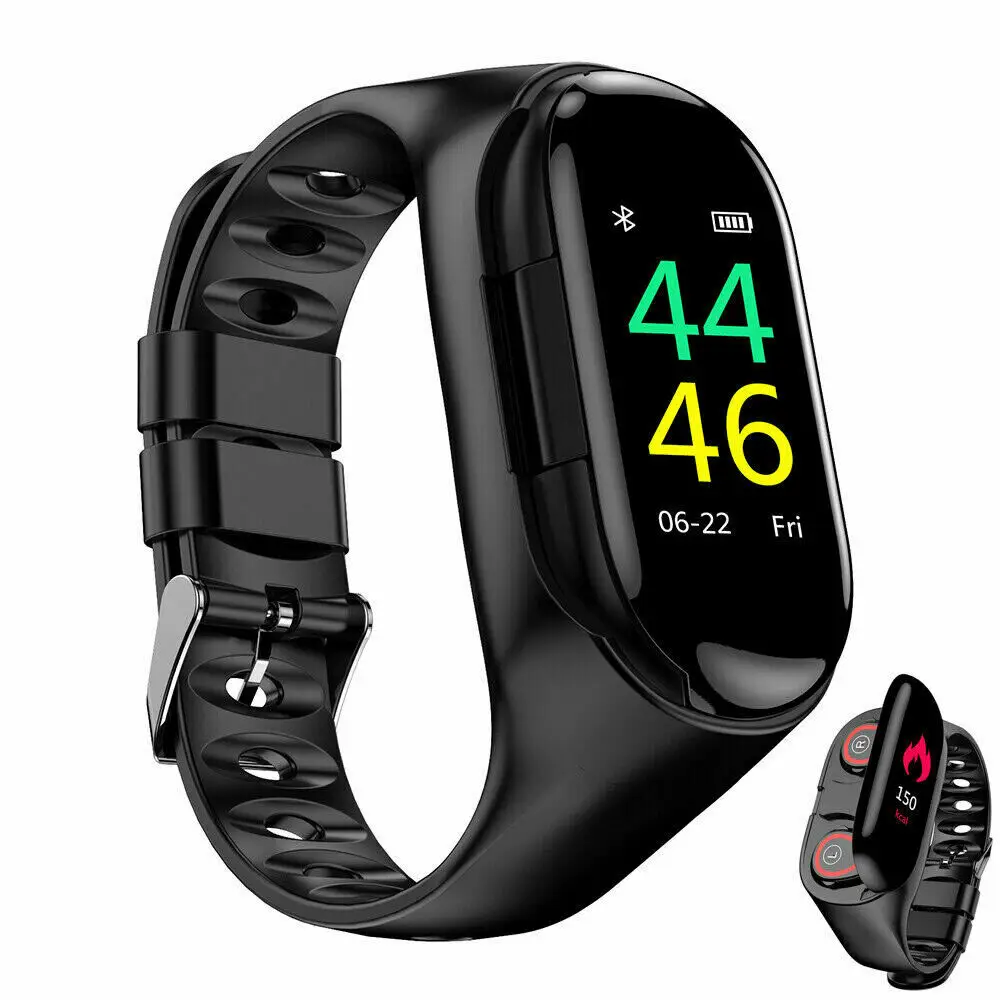 2 в 1 BT bluetooth 5,0 беспроводные наушники Смарт-часы водонепроницаемые счетчик шагов спортивный фитнес-браслет длительное время ожидания