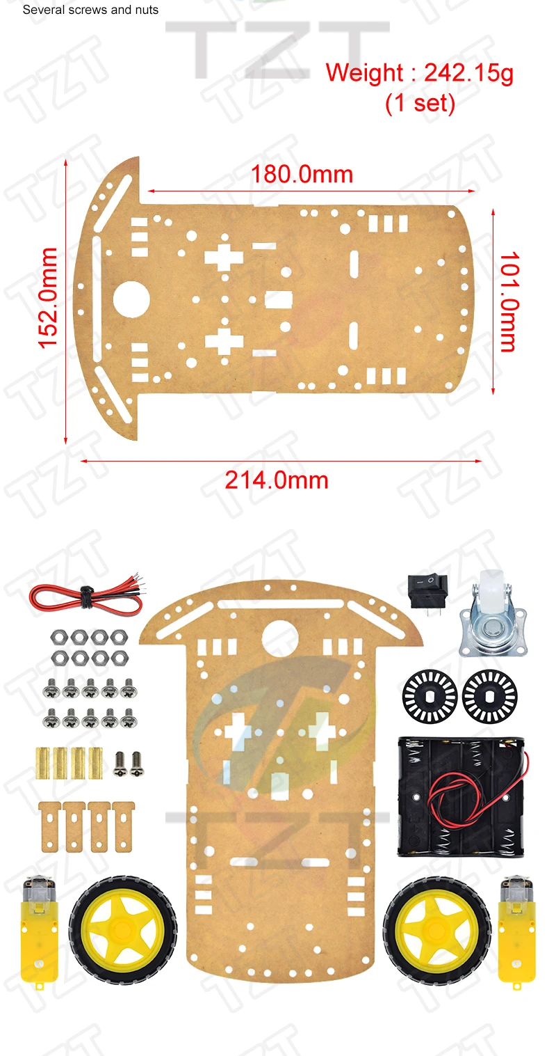 GREATZT Neues Motor-Smart-Roboterauto-Chassis-Kit mit Geschwindigkeitsencoder, Batteriekasten, 2WD für Arduino – Detail 2
