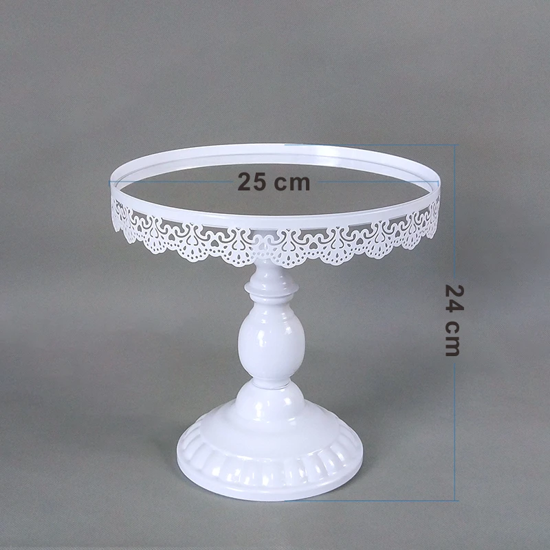 WHITE GOLD Mirror Round Metal Cake Stand Plate Home Wedding Birthday Party - Цвет: 25CM