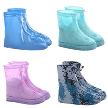 1pair Waterproof Protector Shoes Boot Cover Unisex Zipper Rain Shoe Covers Anti-Slip Rain Shoes Cases Water Shoe Covers For Rain