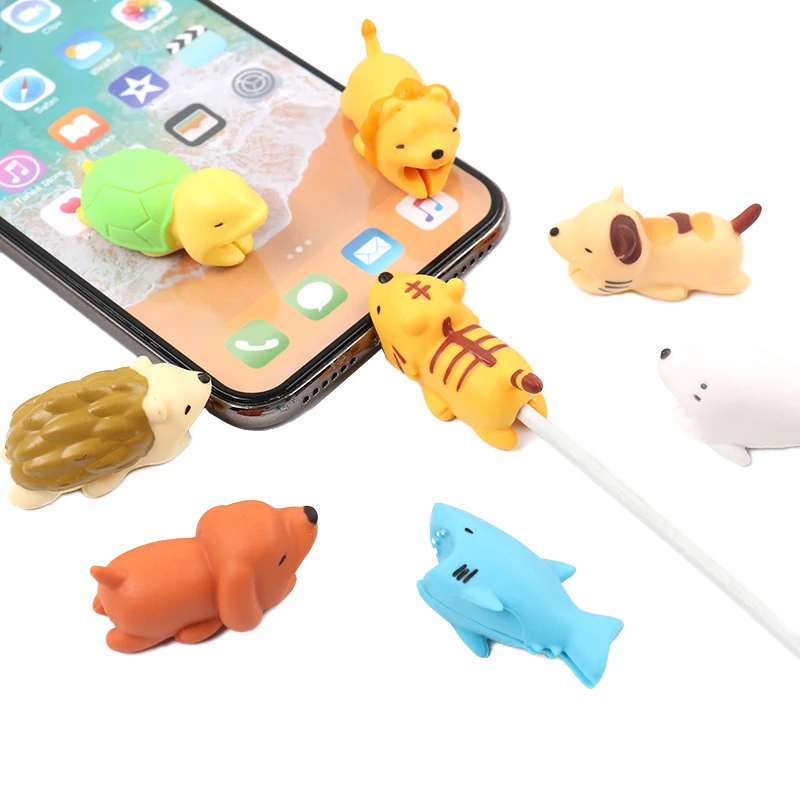 

FFFAS Japan USB Cable Bite Cellphone Decor Animal Protector Organizer Charger Wire Head Winder for Iphone 7 8 X Plus Wholesale