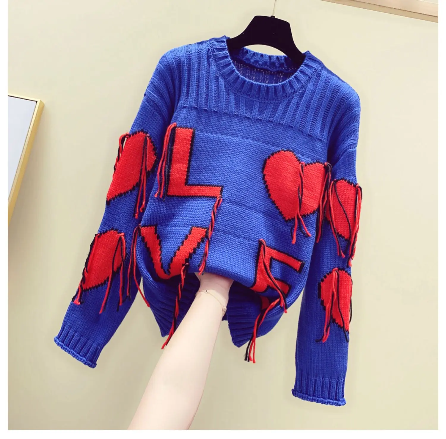 Korean Sweaters Fashion Women Loose Pullover High Street Wearing Sweater Female Embroidery Cute Sweater