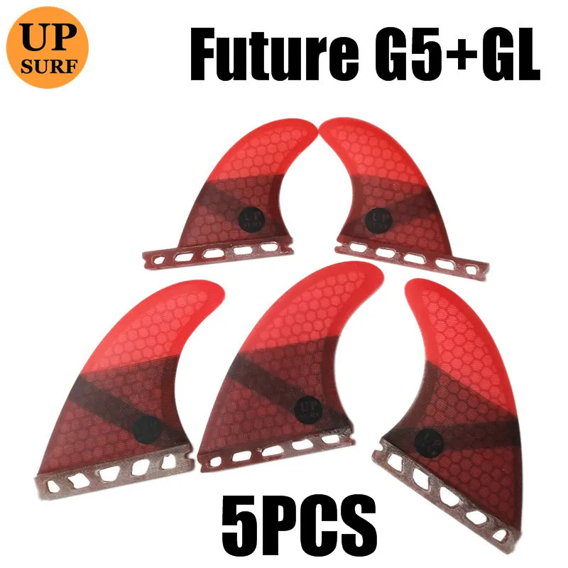 5 шт./4 шт. набор плавников Upsurf Future Fin G5+ GL плавники для серфинга стекловолокно соты Quad плавники Quilhas Thruster - Цвет: 5PCS red