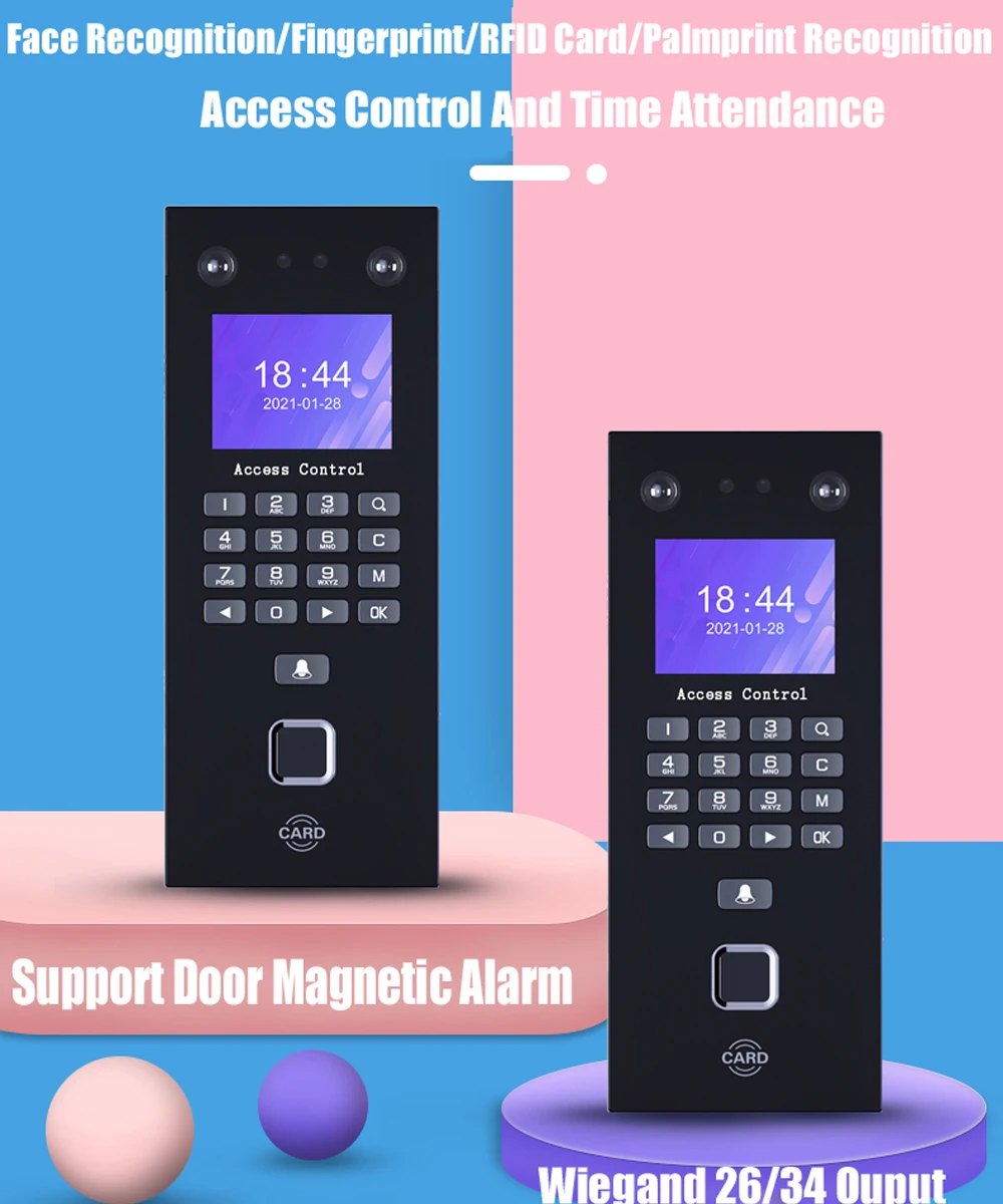 Face recognition access control facial detection door lock fingerprint time attendance keypad TCP/IP USB RFID card palmprint fingerprint face recognition machine