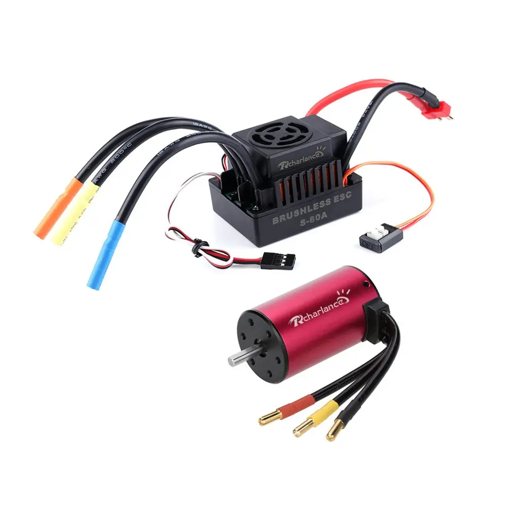

Rcharlance Brushless motor 3800 Motor With ESC for 1/10 Scale RC Car High purity copper windings RC Accessory