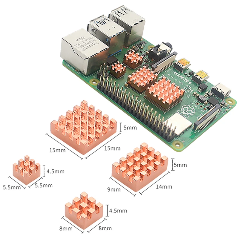Metal Copper Heatsink Passive Cooling Pad Radiator for Raspberry Pi 4B 4 Model B 4pcs/set