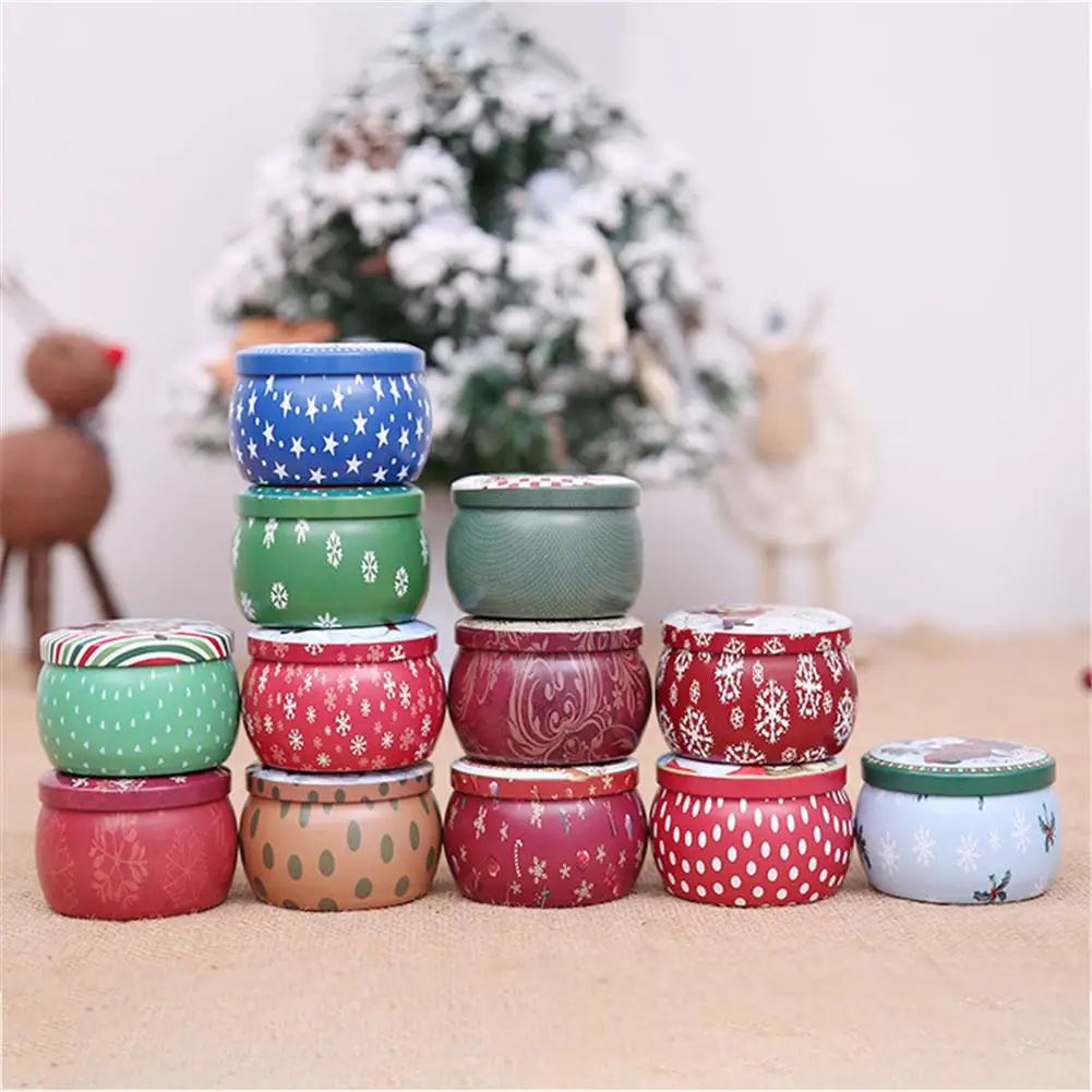 Рождественская жестяная мини коробка с Санта Клаусом снеговиком герметичная