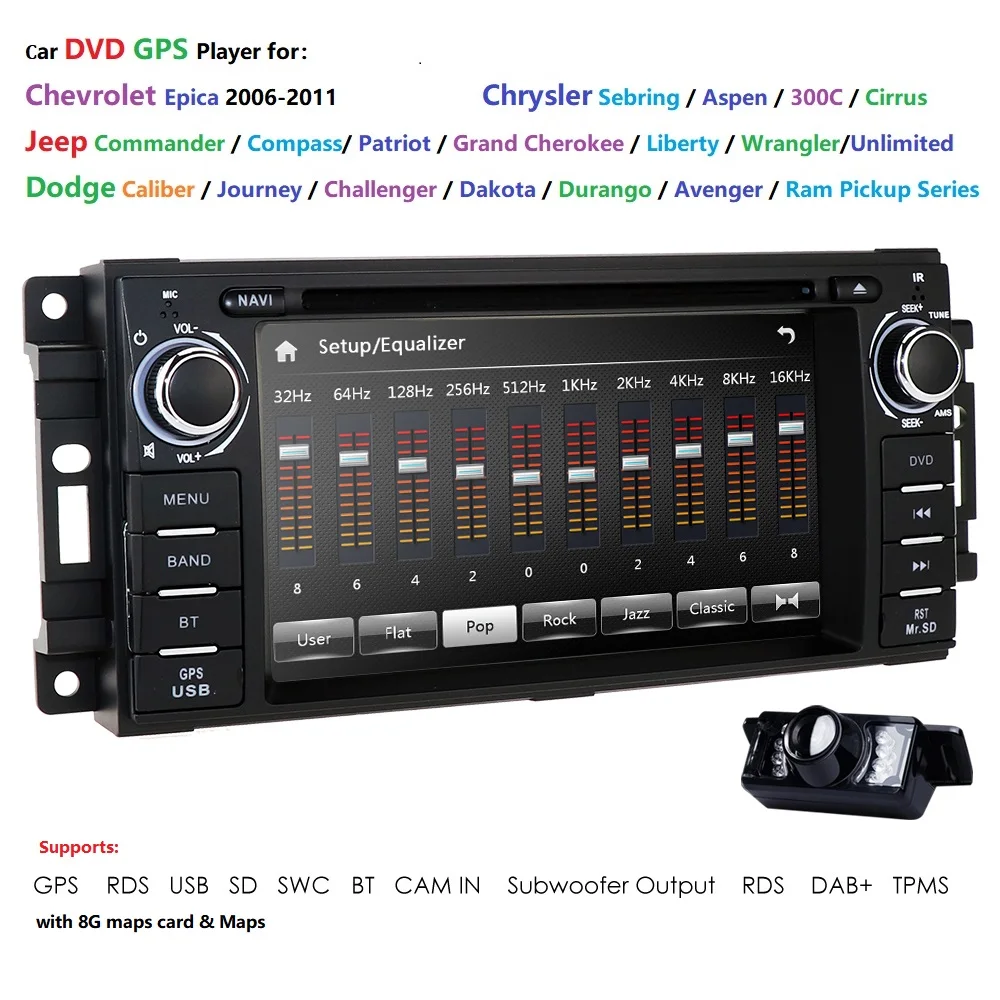 Clearance Car Monitor DVD Player For Wrangler Compass Grand Cherokee 2008-2011 With GPS Navigation Multimedia radio steering wheel BT DVR 0