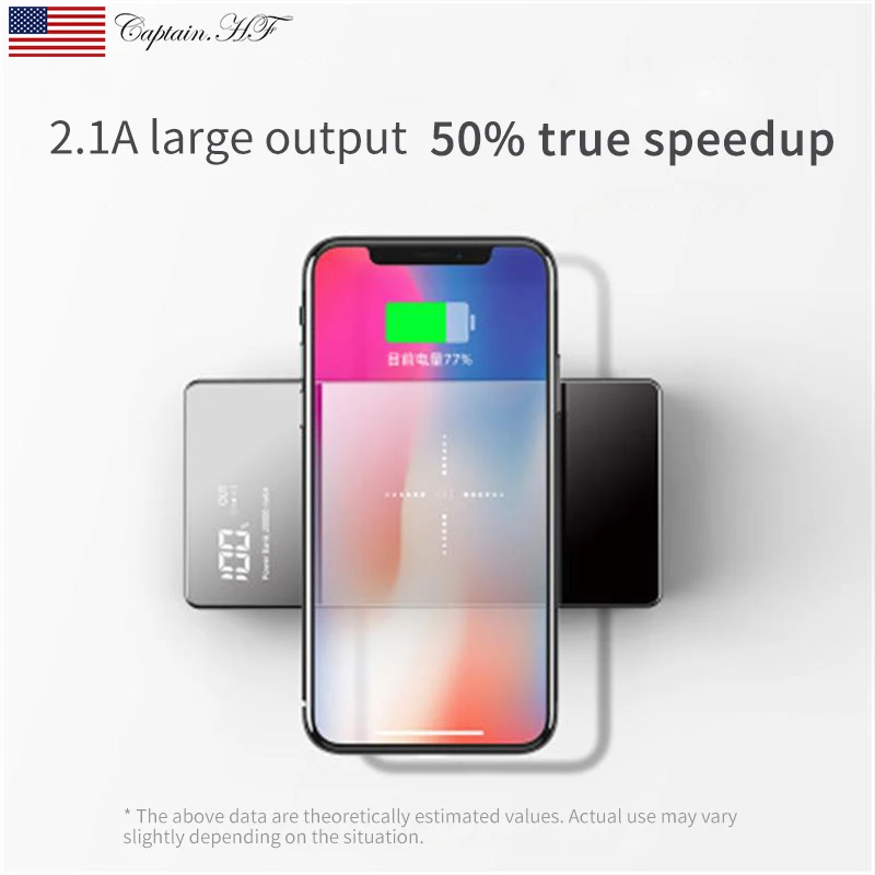 Captain Wireless Portable Charger 20000 Ma Dual USB Output Wireless Charger Power Bank with LED Dig - 4000583220423