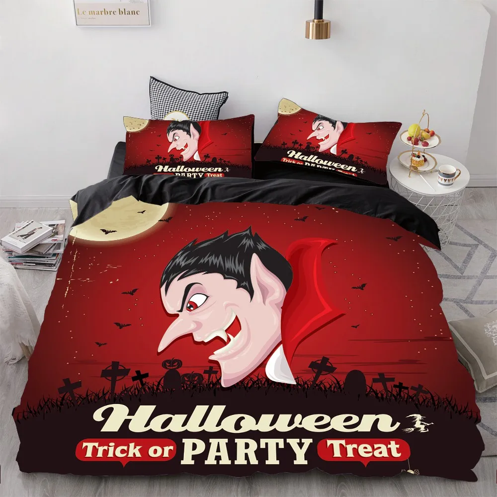 3D Cartoon Bedding Set for Kids/baby/children/boys,Duvet Cover Set Queen/King,Quilt/Blanket Cover Set Halloween pumpkin