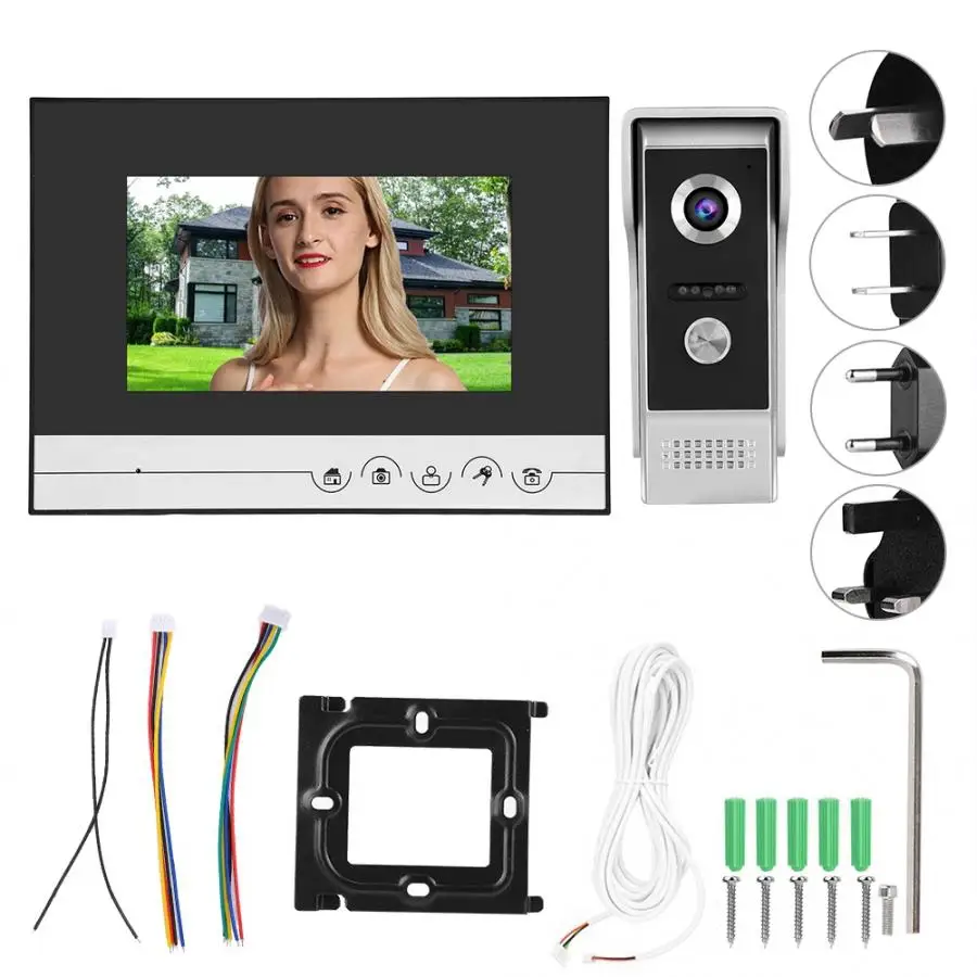 

intercomunicador 7in TFT Video Intercom Doorphone System Intelligent Access Door Camera 110-240V