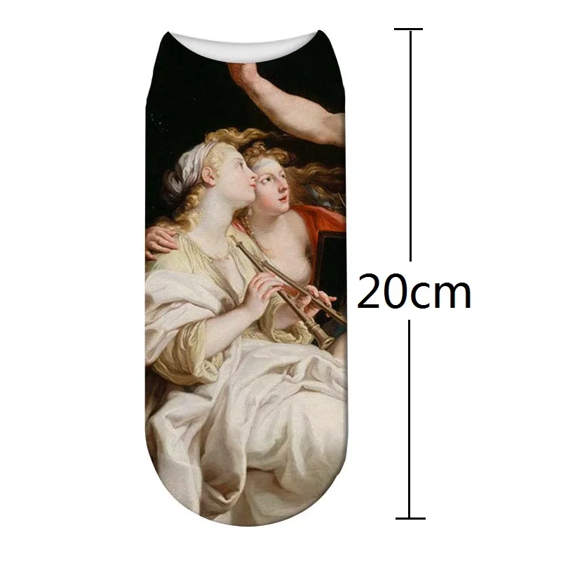 Мода картина маслом 3D печатных забавные женские носки Мона Лис хлопковые