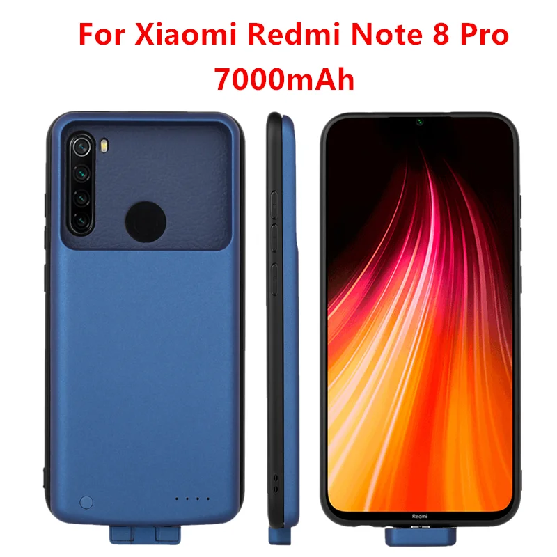 Чехлы для телефонов Xiaomi Redmi Note 8, зарядное устройство, чехол для Xiaomi Redmi Note 8 Pro, внешний блок питания, чехол-аккумулятор - Цвет: BlueFor Note 8 Pro