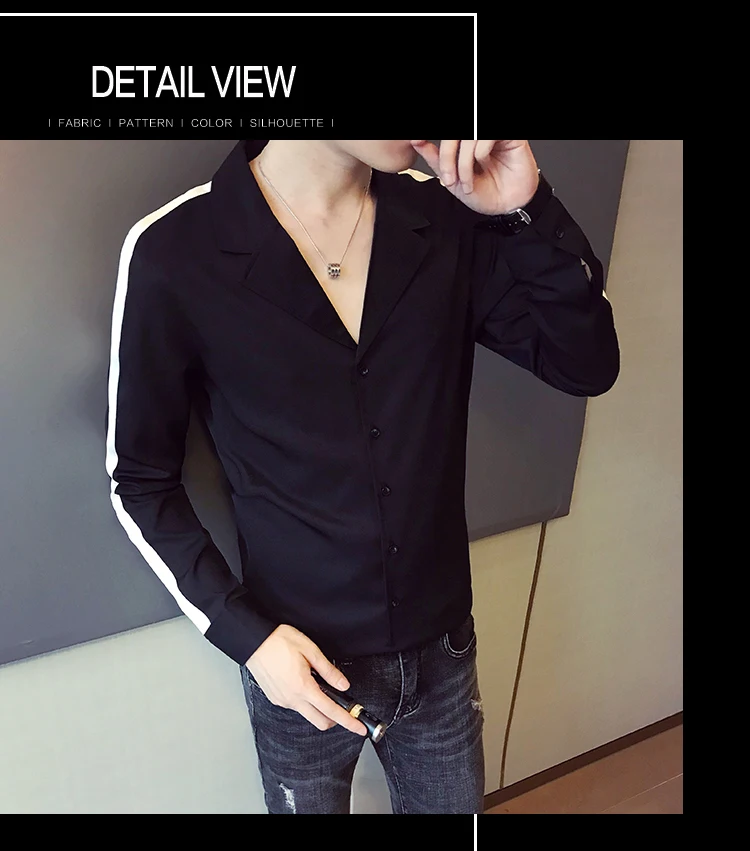 Однотонное платье в полоску сбоку, рубашка Camisa Masculina, глубокий v-образный вырез, Сексуальная рубашка без воротника, осень, уличная одежда с длинным рукавом, приталенная, v-образный вырез