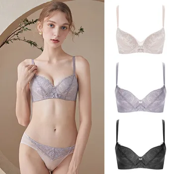 

Stanik Lace Underwear Less Ladies No Steel Ring Bra Thin Upper and Lower Thick Small Breasts Gather Comfortable and Seamless Bra