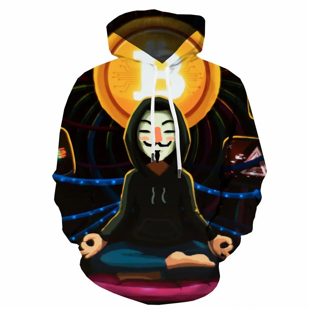 

3d Hoodies Bitcoin Hoodie Men Cosplay Hoody Anime Hip Hop Sweatshirt Printed Halloween Hooded Casual Long Sleeve Streetwear