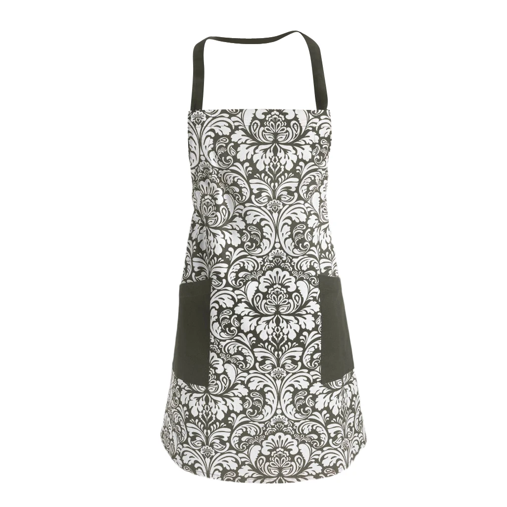 Women Apron With Pockets Pure Cotton Cooking Kitchen Restaurant Bib 10 Color