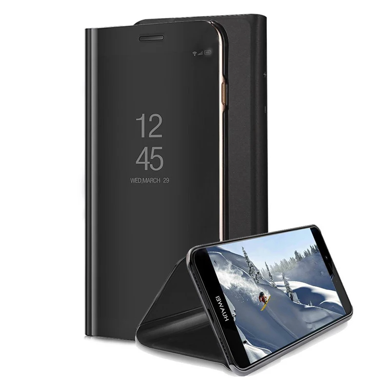 Зеркальный кожаный чехол с «умной» передней панелью для huawei P Smart P20 P10 P9 P8 Lite Y5 Y6 Y7 Y9 Nova 2i 3E Honor 7A 7C Pro 8 9 Lite