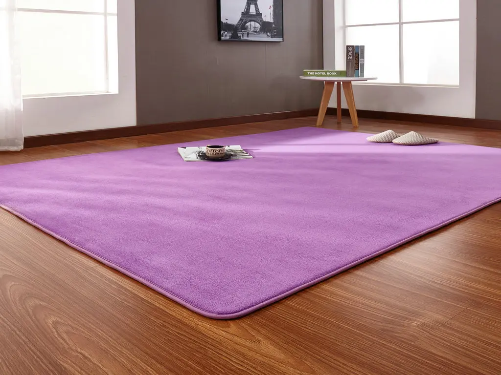 Коралловый бархат, утолщенный ковер, современный минималистичный коврик для спальни, гостиной, журнальный столик, коврик для дивана, полностью прикроватное прямоугольное одеяло - Цвет: Purple