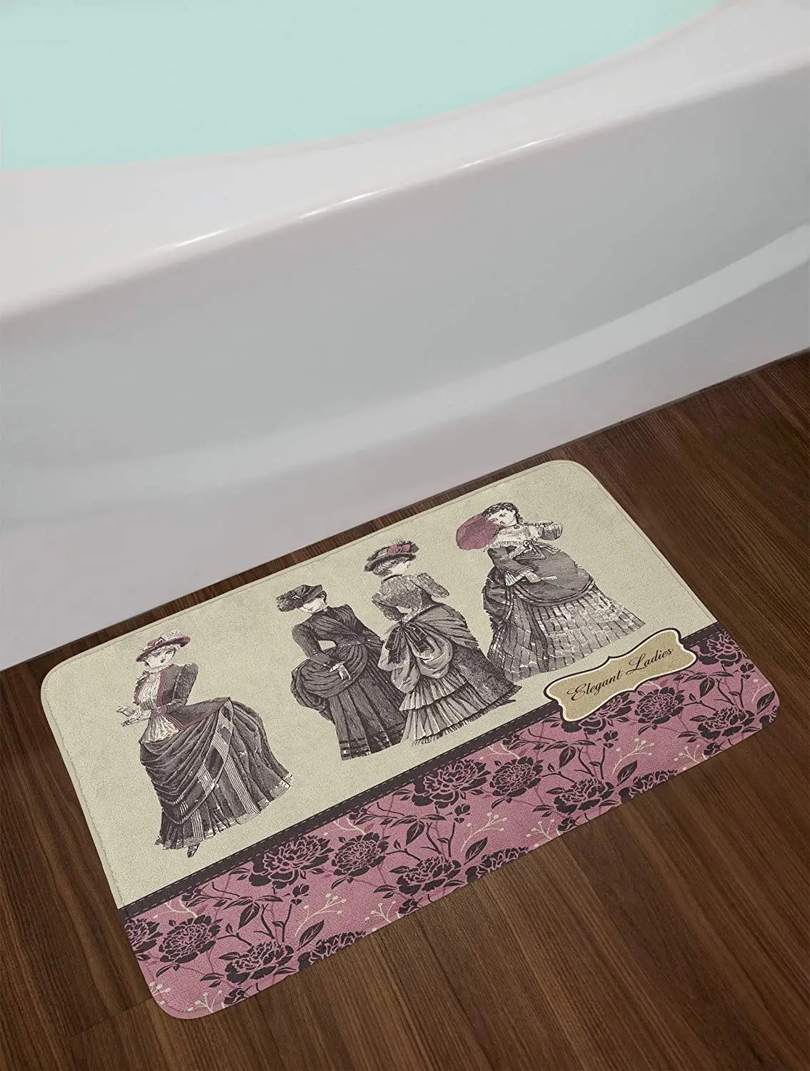 Викторианский дверной коврик женская одежда мода история платье Сумочка перчатки с перьями цветочный дизайн картина из 5 частей дверь пол коврики