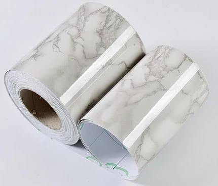 Marble Light Gray Марморный деревянный зерна линии талии Декор кожуры и самоклеящиеся обои Кухня Ванная комната Водонепроницаемая Настенная Наклейка-бордюр для пола подоконник - Цвет: Marble Light Gray
