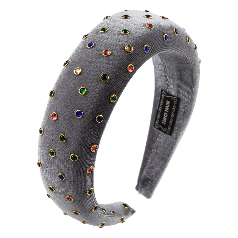 Модные женские туфли многоцветные Стразы Hairband сплошной цвет Для женщин обруч для волос простая красивая обувь; большие размеры нарисованной длинноволосой девочкой, головная повязка, аксессуары для волос - Окраска металла: grey